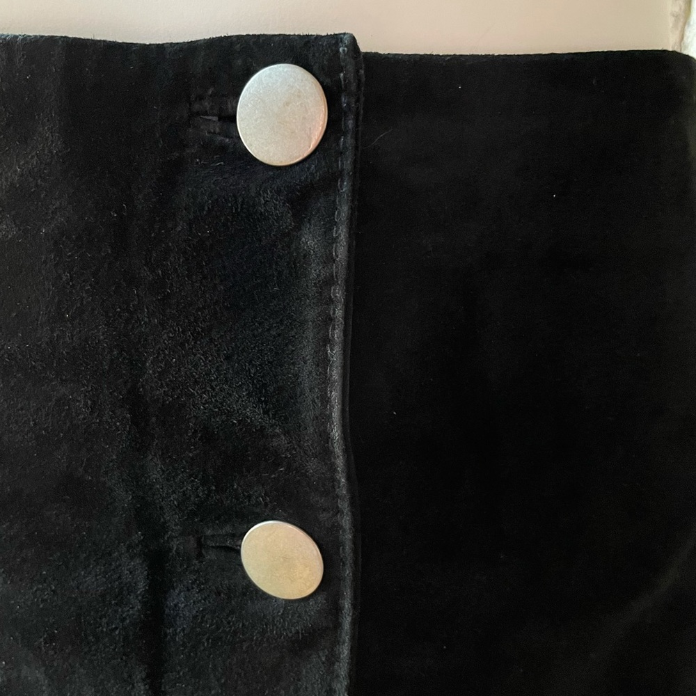 Black ASOS Real Suede Mini Skirt w/ Scalloped Hem - Picture 3 of 5